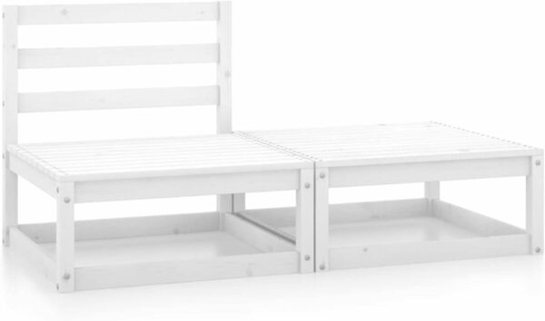 Camerina Salon de Jardin Bois de pin Massif 2 pcs Blanc ,Salons de Jardin,Salon de Jardin Exterieur,Mobilier de Jardin,Meuble de Jardin