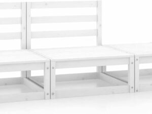 Camerina Salon de Jardin 3 pcs Blanc Bois de pin Massif,Salons de Jardin,Salon de Jardin Exterieur,Mobilier de Jardin,Meuble de Jardin