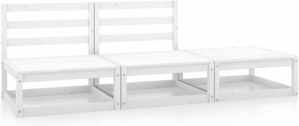 Camerina Salon de Jardin 3 pcs Blanc Bois de pin Massif,Salons de Jardin,Salon de Jardin Exterieur,Mobilier de Jardin,Meuble de Jardin