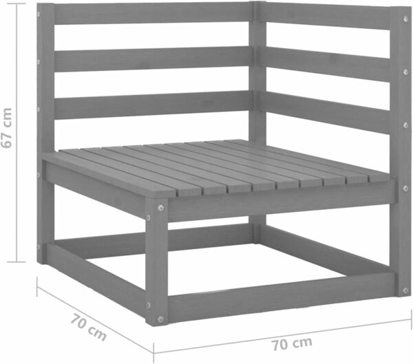 Camerina Salon de Jardin 2 pcs Gris Bois de pin Massif – Image 7