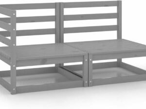 Camerina Salon de Jardin 2 pcs Gris Bois de pin Massif,Mobilier Jardin,Banquette Exterieur,Salon Terrasse,Salons De Jardin