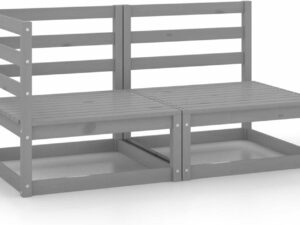 LAPOOH Salon de Jardin 2 pcs Gris Bois de pin Massif,Mobilier Jardin,Banquette Exterieur,Salon Terrasse,Salons De Jardin