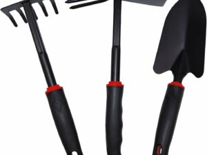 Linxor - Lot de 3 Outils de Jardinage à Main en Acier Inoxydable - Noir