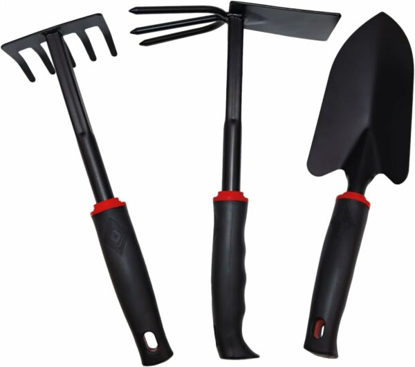 Linxor - Lot de 3 Outils de Jardinage à Main en Acier Inoxydable - Noir