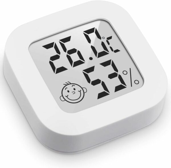 Mini Thermomètre Hygromètre Intérieur Digital à Haute Précision, Moniteur de Température et Humidimètre, Thermo Hygromètre Indicateur du Niveau de Confort