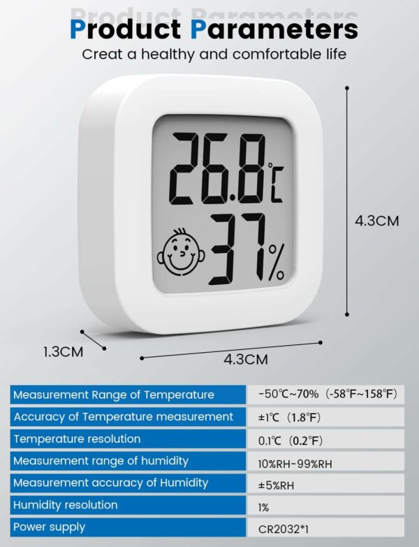 Mini Thermomètre Hygromètre Intérieur Digital à Haute Précision – Image 4