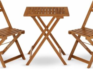 Juskys Ensemble de Meubles de Balcon Bala - Ensemble de sièges 3 pièces en Bois pour 2 Personnes, Pliables, Peu encombrants - Meubles de Jardin, Table, chaises, Ensemble de Balcon, Chaise Pliante