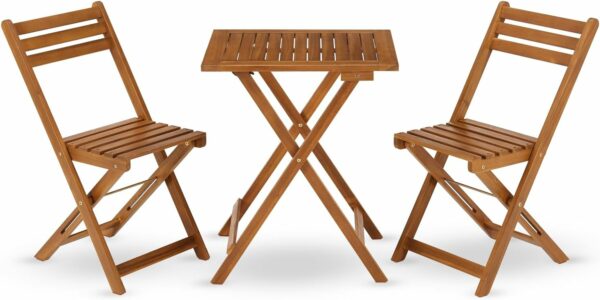 Juskys Ensemble de Meubles de Balcon Bala - Ensemble de sièges 3 pièces en Bois pour 2 Personnes, Pliables, Peu encombrants - Meubles de Jardin, Table, chaises, Ensemble de Balcon, Chaise Pliante