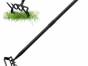 Houe de Jardin avec Râteau, Serfouette Binette Trident de Jardin pour Labourer et Désherber Le Sol, Cultivateur de Jardinage Manuel, Largeur 157cm Réglable