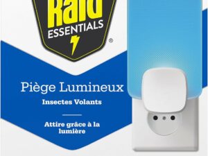 Raid Essentials Anti moucherons Piège Lumineux - Piège Pour moucherons et mites - Sans Insecticides - 1 Piège + 1 Recharge