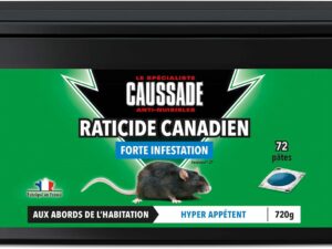 CAUSSADE CARPT720 Raticide Canadien - Fortes Infestations - 72 pâtes - Lieux Secs - Lieux Humides - Hyper Appètent - Fabriqué en France