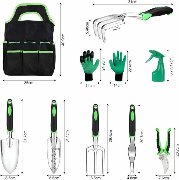 Outils de Jardin en Aluminium 10 pièces avec Sac de Jardin – Image 5