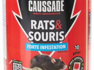 Caussade Anti Rats & Souris 150 g | Forte Infestation | Habitation et Cuisine | 10 pâtes | prêt à l'emploi | Efficace dès la 1ère Ingestion | Idéal pour Lieux Secs & Humides | Fabriqué en France