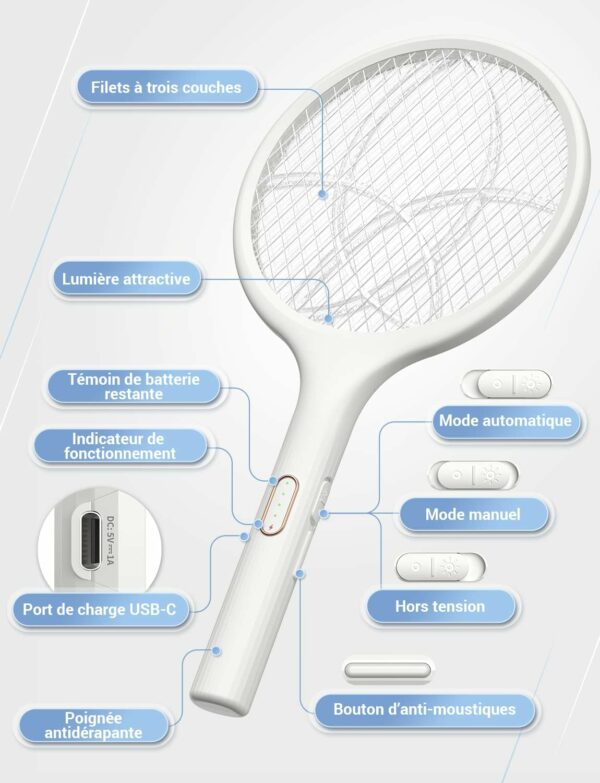 YISSVIC Raquette Electrique Insectes, Raquette Anti Moustiques Électrique – Image 8