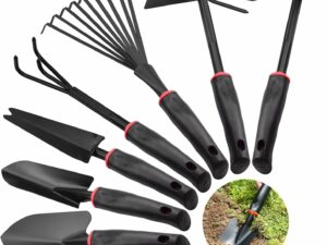 7 Pcs Ensemble Outils de Jardinage, Cultivateur Rateau Pelle Jardinage Antidérapants Transplantoirs Rateau à Fleurs Semis Taille pour Repiquage et Entretien