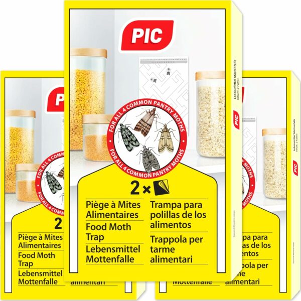 PIC – Piéges à Mites Alimentaires PIC - Paquet Triple = 6 pièges Anti Mites - Piège à phéromones pour la Cuisine et Les magasins- Anti mite Alimentaire