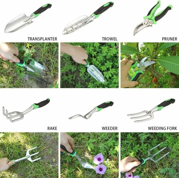 Outils de Jardin en Aluminium 10 pièces avec Sac de Jardin – Image 2