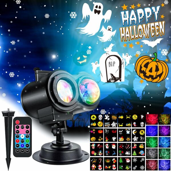 SHEDALED Projecteur d'extérieur LED étanche avec télécommande, projecteur de vacances pour Halloween, Noël, fête, cour, décorations de jardin