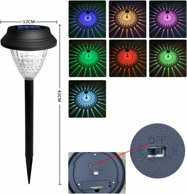 OUOYYO Lot de 6 lampes solaires pour allée, éclairage de jardin plus long, étanchéité IP67, 2 modes d'éclairage et lumières LED haute luminosité pour allée extérieure, décoration de Noël – Image 2