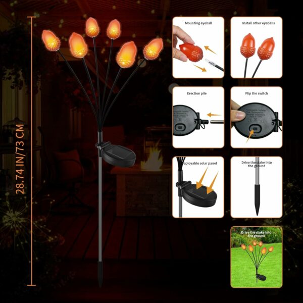 X-GiftKey Lot de 2 lampes solaires en forme de gland de Thanksgiving - 12 LED artificielles - Pour la maison, la récolte d'automne, la fête de Noël – Image 4