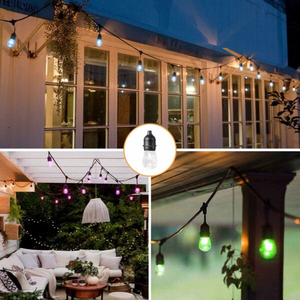 Bomcosy LED Guirlande Guinguette Coloré, S14 30M RGBW Guirlande Lumineuse Extérieure et Intérieure,IP65 étanche,30+2 Dimmable Ampoules pour Jardin,Magasin,Terrasse,Salon,Chambre,Blanc Chaud 2700K – Image 5