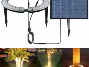 Projecteurs solaires de paysage pour grand arbre et palmier, super lumineux, 32 LED, 5 V, 12 000 mAh, projecteurs de Noël du crépuscule à l'aube, décoration extérieure, parc, maison, jardin, fête de