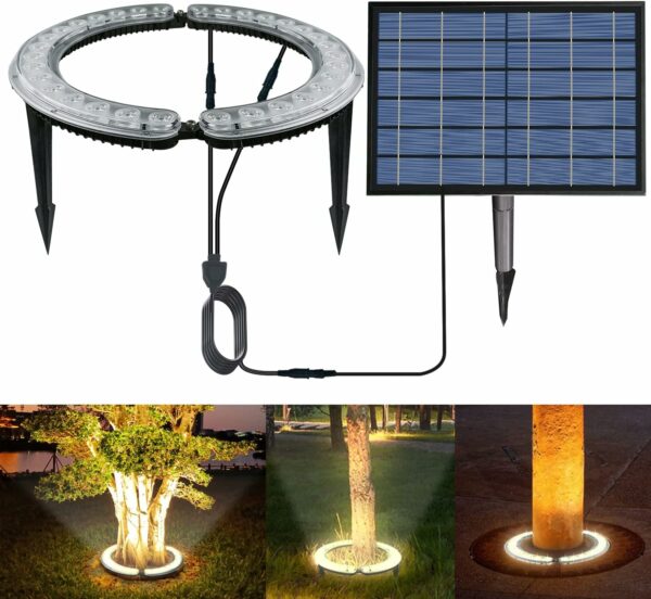 Projecteurs solaires de paysage pour grand arbre et palmier, super lumineux, 32 LED, 5 V, 12 000 mAh, projecteurs de Noël du crépuscule à l'aube, décoration extérieure, parc, maison, jardin, fête de