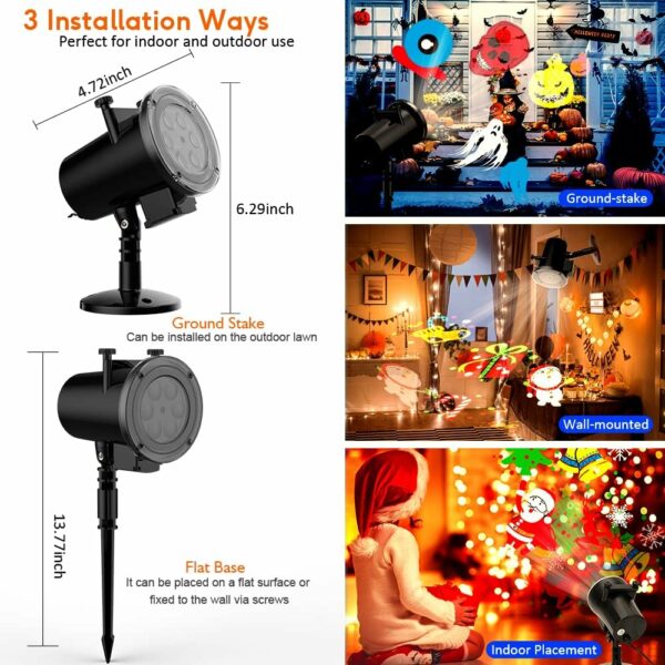 Projecteur de lumière pour Noël, Halloween, extérieur avec télécommande, 16 diapositives HD, projecteur de lumière LED étanche pour intérieur, Halloween, Noël, mariage, jardin, paysage – Image 5