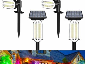 HAARAY Lot de 4 spots solaires d'extérieur étanches à changement de couleur, lampes solaires de jardin, marche/arrêt automatiques, pour l'extérieur, multicolore