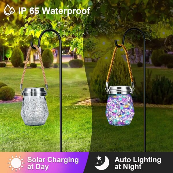 Keevvon Lot de 2 lanternes solaires à 60 LED étanches pour extérieur - Décoration de jardin - Lampes solaires d'extérieur décoratives de Noël pour cour, allée, terrasse, pelouse, arrière-cour (lumière – Image 6