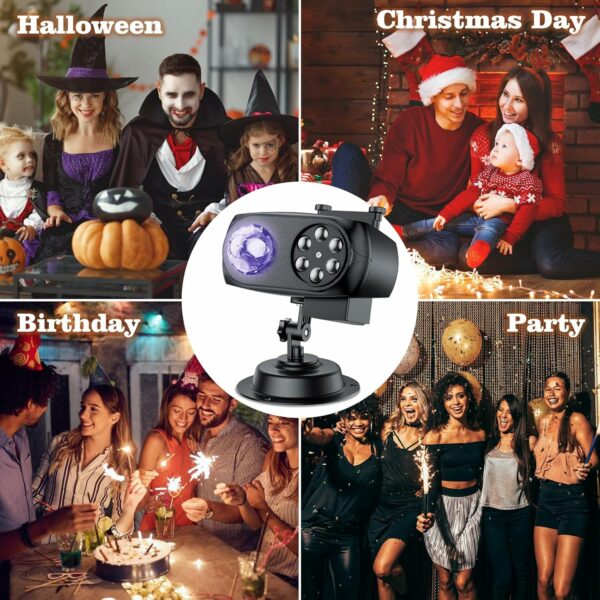 Projecteur de Noël pour Halloween, lumière extérieure avec flocon de neige sur le thème de Noël, décorations de jardin avec 14 diapositives, 10 couleurs, 8 images, projecteur de vacances avec – Image 7