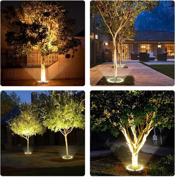 Projecteurs solaires de paysage pour grand arbre et palmier, super lumineux, 32 LED, 5 V, 12 000 mAh, projecteurs de Noël du crépuscule à l'aube, décoration extérieure, parc, maison, jardin, fête de – Image 7