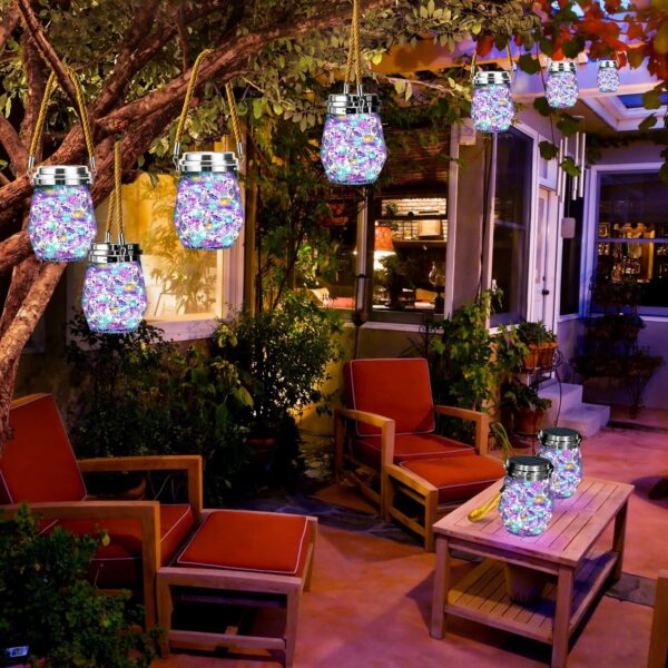 Keevvon Lot de 2 lanternes solaires à 60 LED étanches pour extérieur - Décoration de jardin - Lampes solaires d'extérieur décoratives de Noël pour cour, allée, terrasse, pelouse, arrière-cour (lumière – Image 3