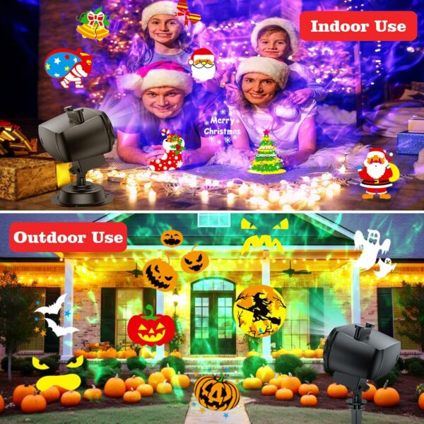 Projecteur de Noël pour Halloween, lumière extérieure avec flocon de neige sur le thème de Noël, décorations de jardin avec 14 diapositives, 10 couleurs, 8 images, projecteur de vacances avec – Image 3