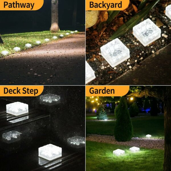 XingTong Lot de 4 lampes solaires en forme de cubes de glace - IP65 - Étanches - Pour extérieur, jardin, cour, allée, fêtes de Noël - Blanc froid – Image 4