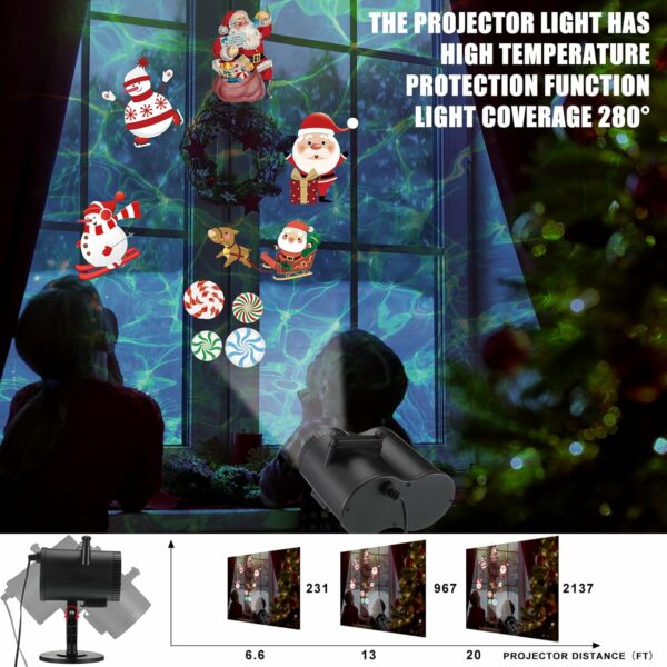 Moukeren Projecteur de lumières d'extérieur 2 en 1 avec 20 motifs de diapositives 10 couleurs étanches pour Halloween, Noël, cour, jardin – Image 7