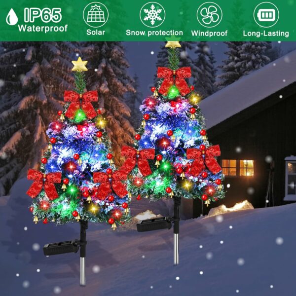 Mukum Lot de 2 lampes solaires pour sapin de Noël - 81,3 cm - Étanche - Pour jardin, cour, jardin, décorations de Noël – Image 5