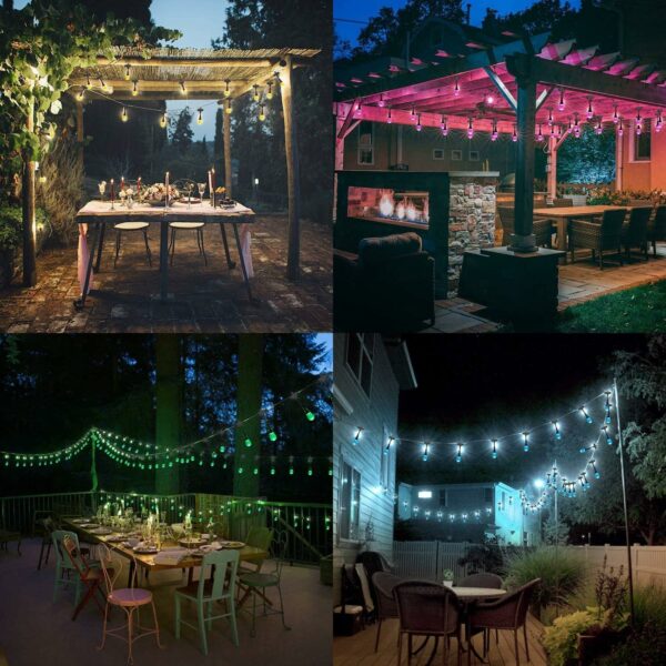 Bomcosy LED Guirlande Guinguette Coloré, S14 30M RGBW Guirlande Lumineuse Extérieure et Intérieure,IP65 étanche,30+2 Dimmable Ampoules pour Jardin,Magasin,Terrasse,Salon,Chambre,Blanc Chaud 2700K – Image 8