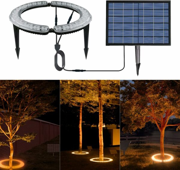 Spot solaire de paysage pour grand arbre et palmier - Super lumineux - 32 LED - 12 000 mAh - Projecteurs de Noël du crépuscule à l'aube - Décoration extérieure - Parc, maison, jardin, fête de Noël en