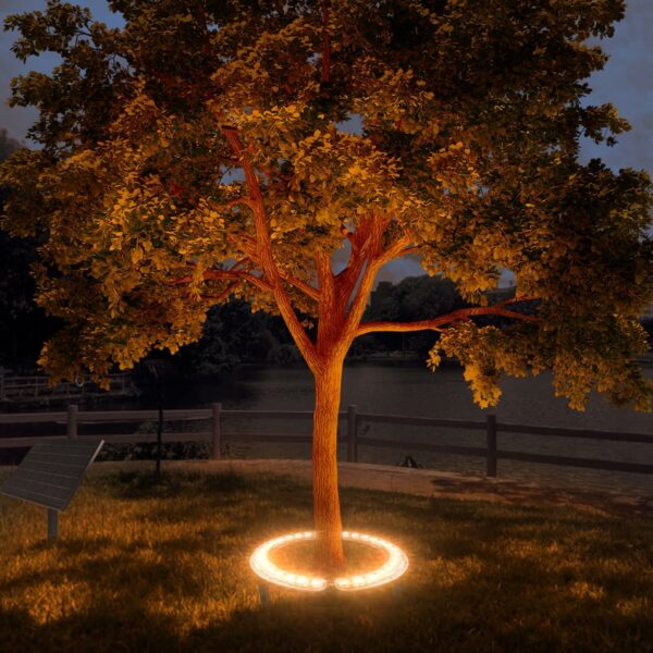 Spot solaire de paysage pour grand arbre et palmier - Super lumineux - 32 LED - 12 000 mAh - Projecteurs de Noël du crépuscule à l'aube - Décoration extérieure - Parc, maison, jardin, fête de Noël en – Image 2