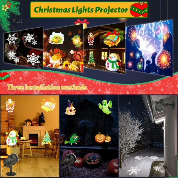 CDOUTSUN Projecteur de lumières d'extérieur pour Halloween, Noël, projecteur de vacances étanche avec 12 motifs de diapositives pour Halloween, Noël, décorations de paysage – Image 4