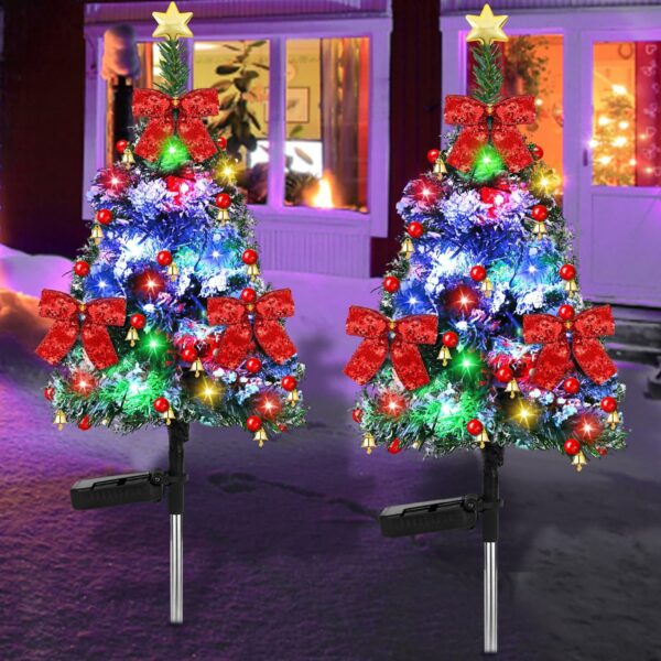 Mukum Lot de 2 lampes solaires pour sapin de Noël - 81,3 cm - Étanche - Pour jardin, cour, jardin, décorations de Noël