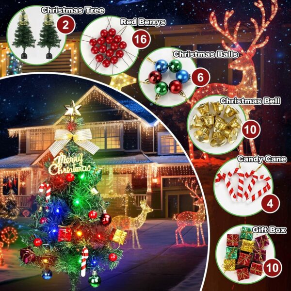 Lot de 2 décorations de Noël solaires étanches à 40 LED super lumineuses avec panneaux solaires constants et clignotants pour allée, pelouse, terrasse, jardin, cour – Image 5