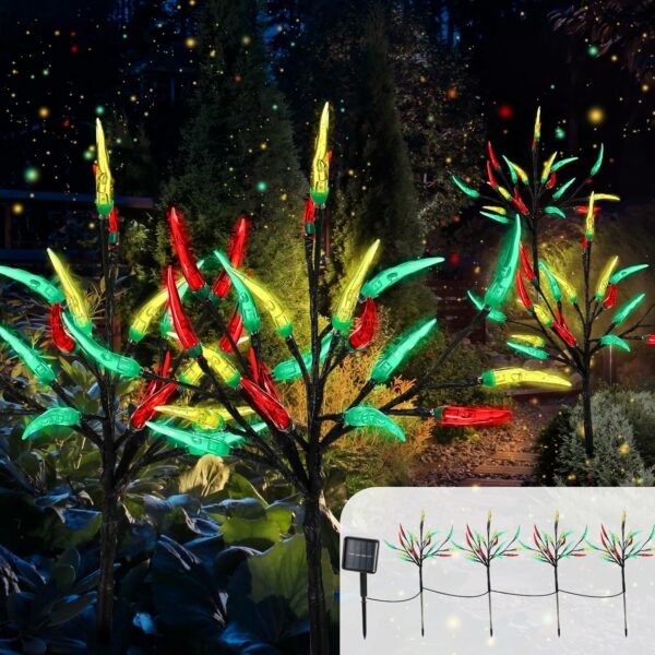 Rossesay Lot de 80 lampes solaires à DEL sur piquet de 4 m pour le Nouvel An chinois, paysage d'arbre - Lumière décorative d'extérieur pour festival, printemps, mariage, Noël, extérieur, cour, allée