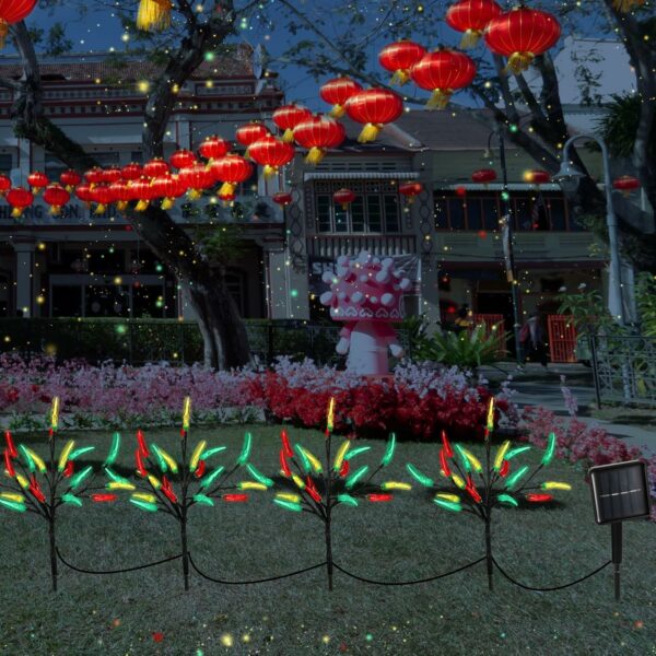 Rossesay Lot de 80 lampes solaires à DEL sur piquet de 4 m pour le Nouvel An chinois, paysage d'arbre - Lumière décorative d'extérieur pour festival, printemps, mariage, Noël, extérieur, cour, allée – Image 5