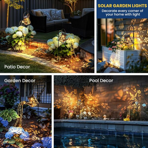 PATIOPIA Cadeaux pour femme, maman, décorations de Noël, lanternes solaires d'extérieur étanches à suspendre pour parterre de fleurs, cour, pelouse, patio, porche, jardin, arrosoir, décoration de – Image 8